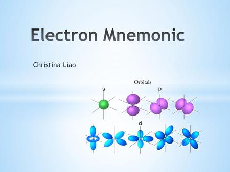 Christina Liao. How many electrons can fit into each orbital? How many electrons can fit into each type of subshell?