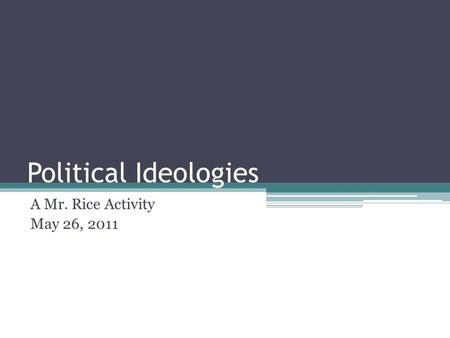 Political Ideologies A Mr. Rice Activity May 26, 2011.