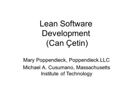 Lean Software Development (Can Çetin)