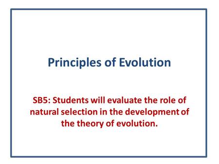 Principles of Evolution