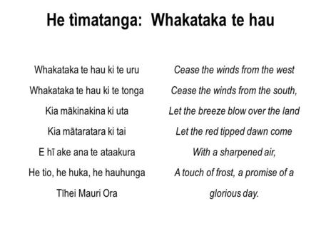 He tìmatanga: Whakataka te hau