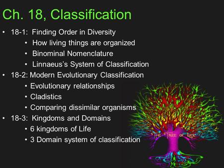 Ch. 18, Classification 18-1: Finding Order in Diversity