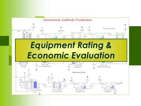 Equipment Rating & Economic Evaluation. Course outline  Equipment rating  Economic evaluation of a flowsheet Engineering economic review Cost factors.