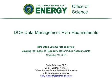 DOE Data Management Plan Requirements