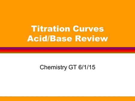 Titration Curves Acid/Base Review