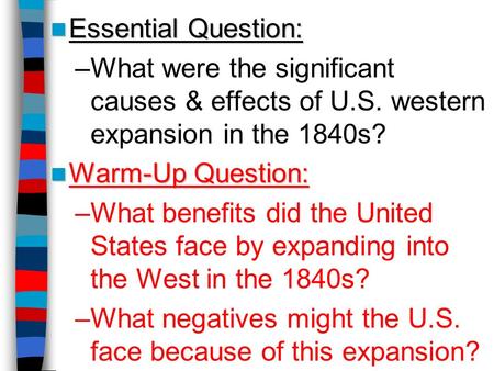 What negatives might the U.S. face because of this expansion?