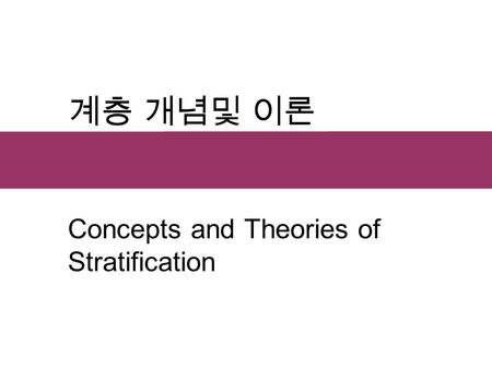 Concepts and Theories of Stratification