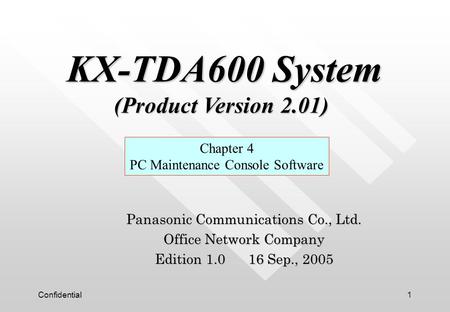 KX-TDA600 System (Product Version 2.01)