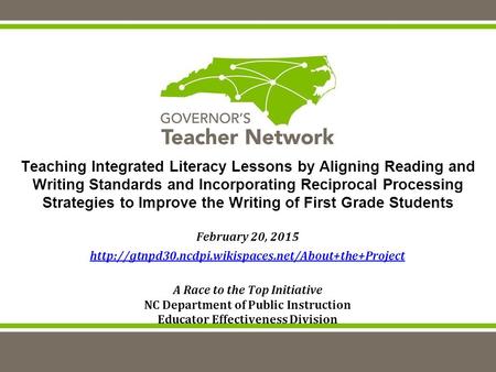 Teaching Integrated Literacy Lessons by Aligning Reading and Writing Standards and Incorporating Reciprocal Processing Strategies to Improve the Writing.