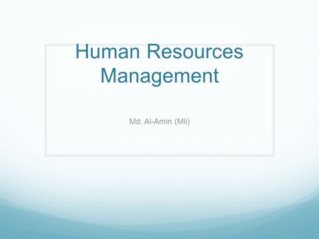 Human Resources Management