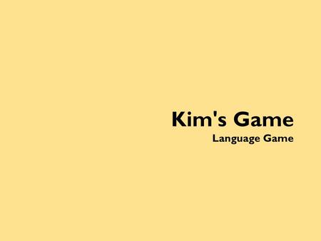 Kim's Game Language Game