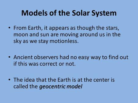 Models of the Solar System