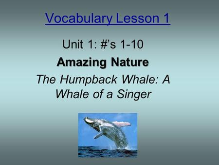 The Humpback Whale: A Whale of a Singer