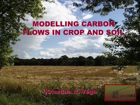 MODELLING CARBON FLOWS IN CROP AND SOIL Krisztina R. Végh.