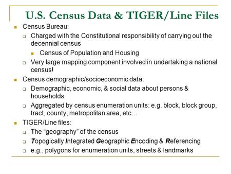 U.S. Census Data & TIGER/Line Files