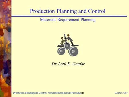 Production Planning and Control