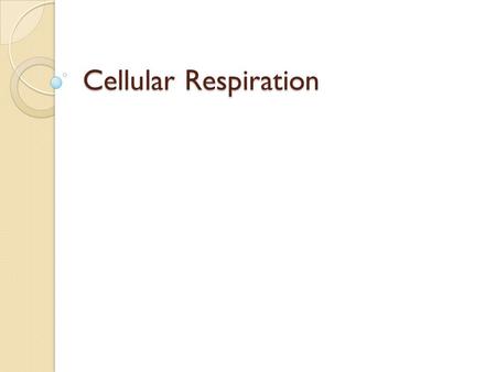 Cellular Respiration.