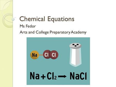 Chemical Equations Ms Fedor Arts and College Preparatory Academy.