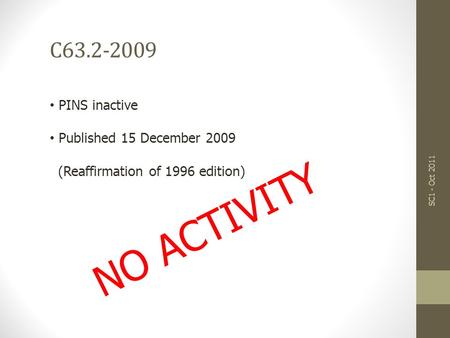 NO ACTIVITY C63.2-2009 SC1 - Oct 2011 PINS inactive Published 15 December 2009 (Reaffirmation of 1996 edition)