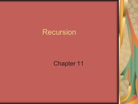 Recursion Chapter 11. How it works “A recursive computation solves a problem by using the solution of the same problem with simpler inputs” Big Java,