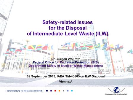 Safety-related Issues for the Disposal of Intermediate Level Waste (ILW) Dr. Jürgen Wollrath Federal Office for Radiation Protection (BfS) Department Safety.