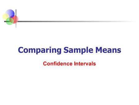 Comparing Sample Means