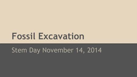 Fossil Excavation Stem Day November 14, 2014. Background Information Paleontologists are scientist who discover and dig up fossils that lived on the Earth.