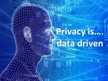 Privacy is…. data driven. Data Tsunami 90%worldwide data has been created the last 2 years We mainly create them ourselves through the internet Data users.