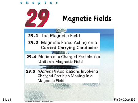 Slide 1Fig 29-CO, p.895. Slide 2  The direction of the magnetic field B at any location is the direction in which a compass needle points at that location.