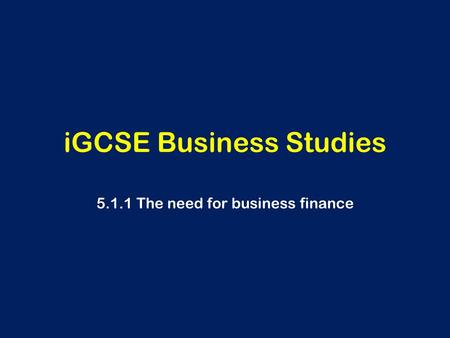 iGCSE Business Studies