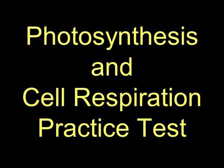 Photosynthesis and Cell Respiration Practice Test.