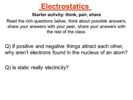 Starter activity: think, pair, share