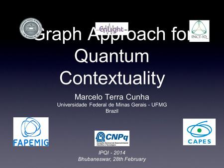 Graph Approach for Quantum Contextuality Marcelo Terra Cunha Universidade Federal de Minas Gerais - UFMG Brazil IPQI - 2014 Bhubaneswar, 28th February.