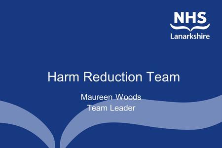 Harm Reduction Team Maureen Woods Team Leader. Service Delivery Aims Develop harm reduction initiatives in partnership with other agencies to reduce the.