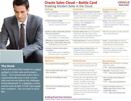 Oracle Sales Cloud – Battle Card Enabling Modern Sales in the Cloud