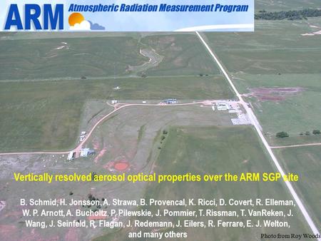 Vertically resolved aerosol optical properties over the ARM SGP site B. Schmid, H. Jonsson, A. Strawa, B. Provencal, K. Ricci, D. Covert, R. Elleman, W.