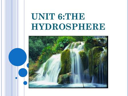 UNIT 6:THE HYDROSPHERE.