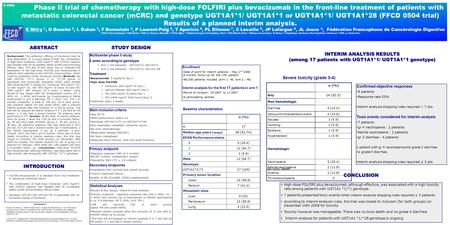 Phase II trial of chemotherapy with high-dose FOLFIRI plus bevacizumab in the front-line treatment of patients with metastatic colorectal cancer (mCRC)