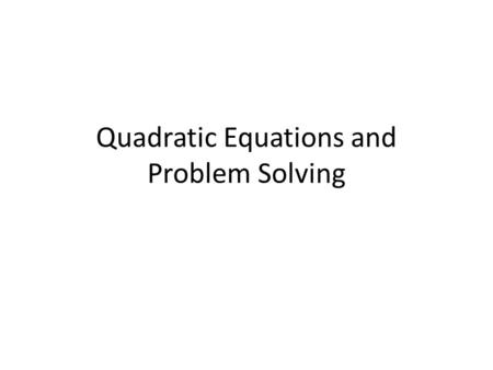 Quadratic Equations and Problem Solving. The square of a number minus twice the number is sixty three.