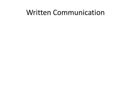 Written Communication. Writing about Statistics.