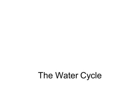 The Water Cycle.