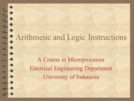 Arithmetic and Logic Instructions