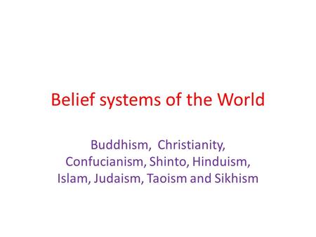 Belief systems of the World