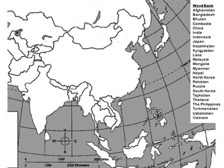 Word Bank Afghanistan Bangladesh Bhutan Cambodia China India Indonesia