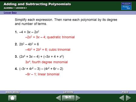 Adding and Subtracting Polynomials