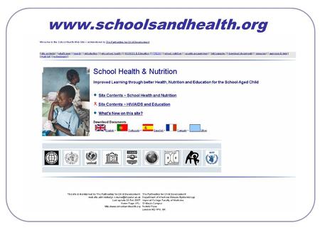 Www.schoolsandhealth.org. School Health & Nutrition Web Site: hits/month, January 2003 – January 2007.