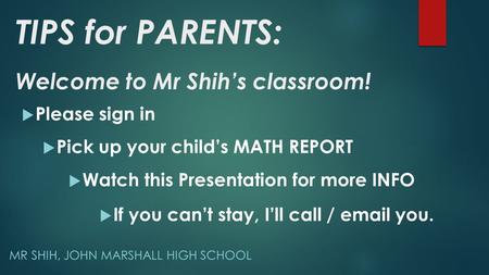 Mr Shih, John Marshall HIGH SCHOOl