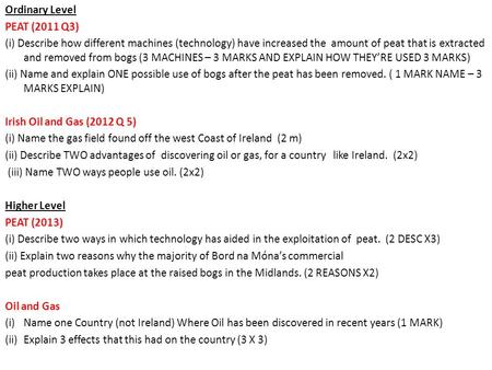 Ordinary Level PEAT (2011 Q3)