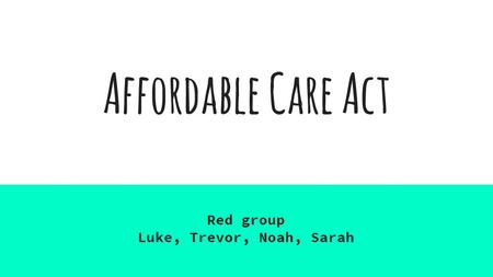 Affordable Care Act Red group Luke, Trevor, Noah, Sarah.