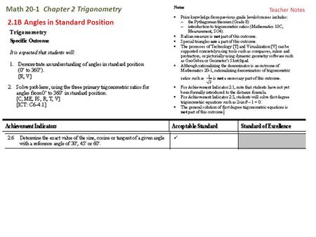 Math 20-1 Chapter 2 Trigonometry